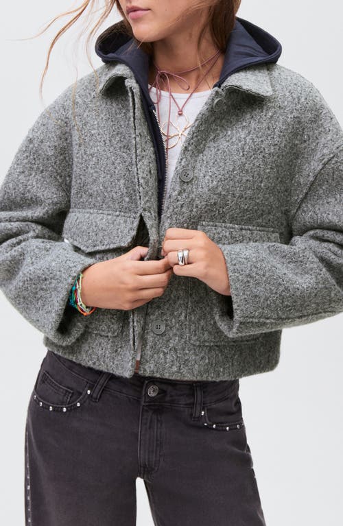 Mango Teen Crop Jacket In Gray