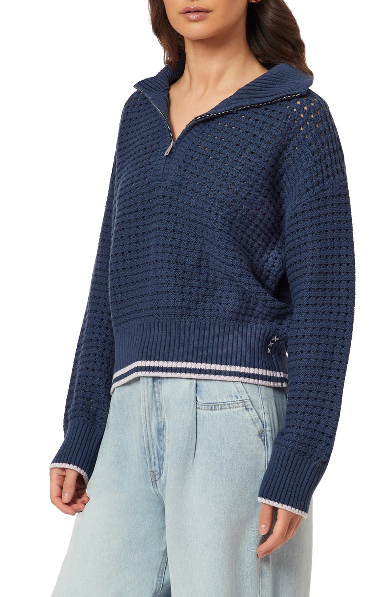 Scotch & Soda 3/4 Zip Pointelle Pullover Sweater, Alternate, color, Big Dipper
