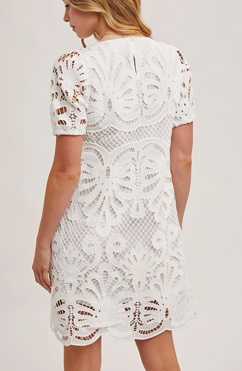 Knit and Lounge Lace Overlay Puff Sleeve Mini Dress, Alternate, color,