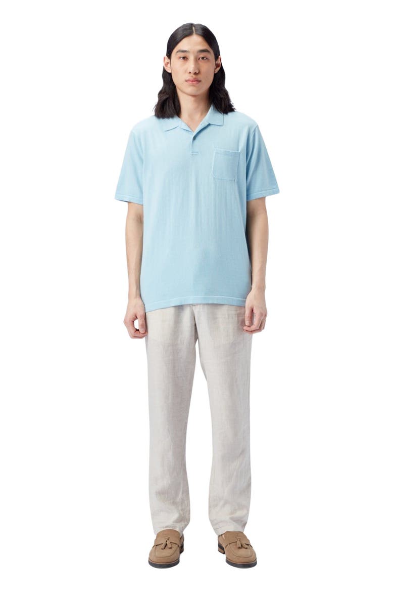 Men's Cotton Silk Cashmere Blend Polo Shirt, Main, color, aquamarine
