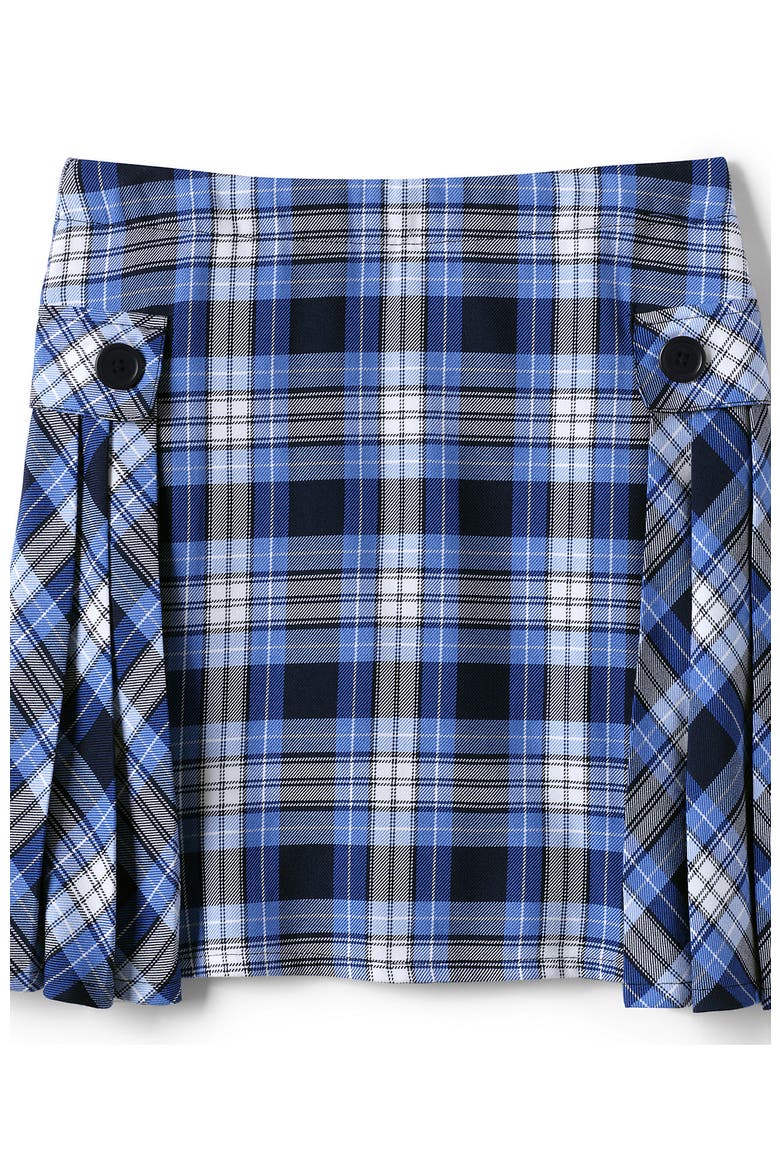 School Uniform Girls Slim Side Pleat Plaid Skort Above Knee, Alternate, color, Clear Blue Plaid
