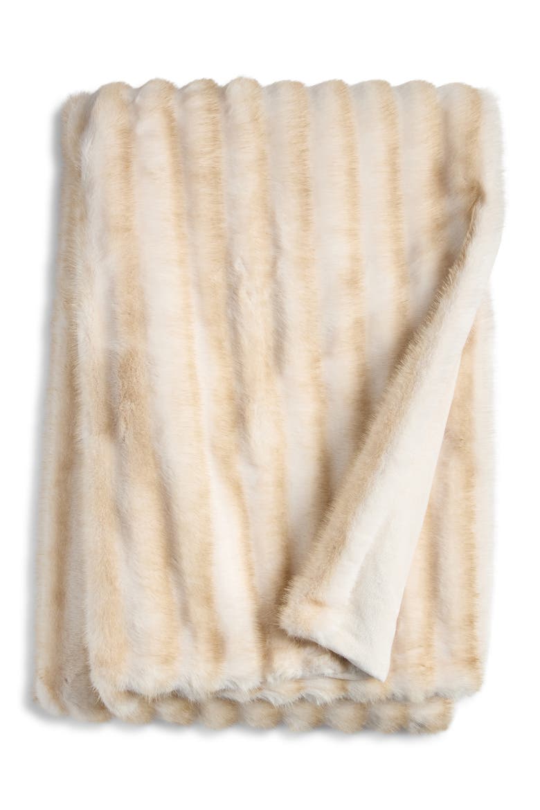 Faux Fur Throw Blanket, Main, color, IVORY MARSHMALLOW MULTI