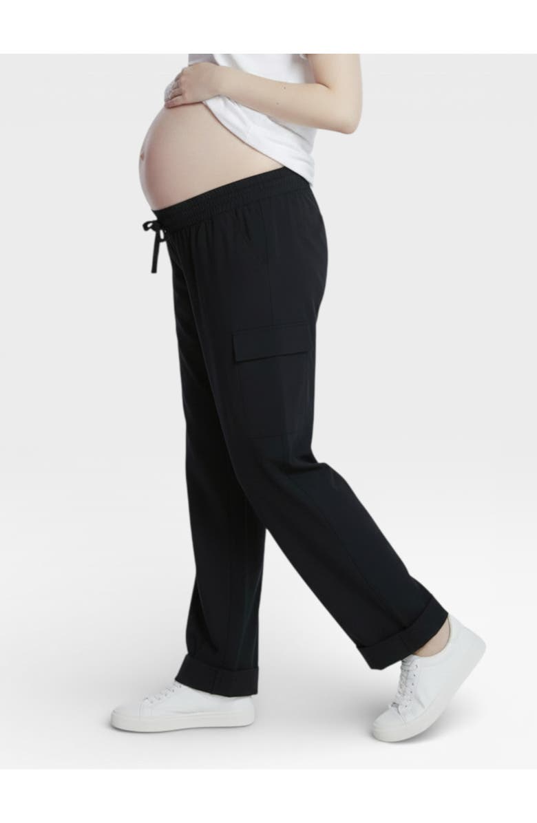 MOTHERHOOD MATERNITY Under the Belly Utility Cargo Relaxed Fit Pant, Alternate, color, Black