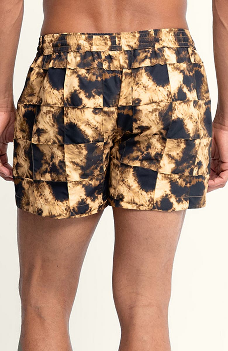 AUTO-REPLY<sup>™</sup> Sebastian Grid Pintuck 4-Inch Nylon Swim Trunks, Alternate, color, Molino/ Brown