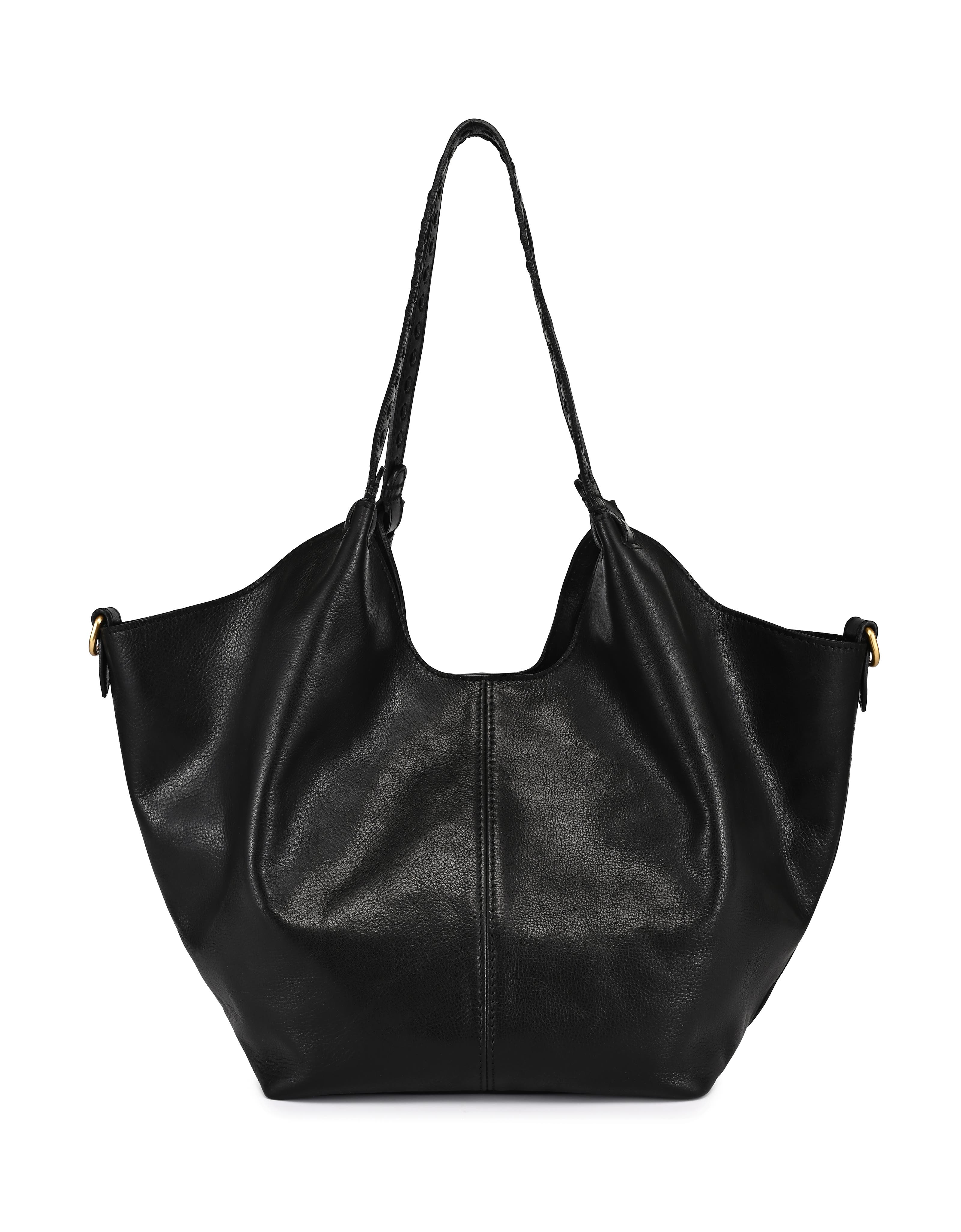 OLD TREND Magnolia Genuine Leather Handwoven Convertible Tote, Alternate, color, Black