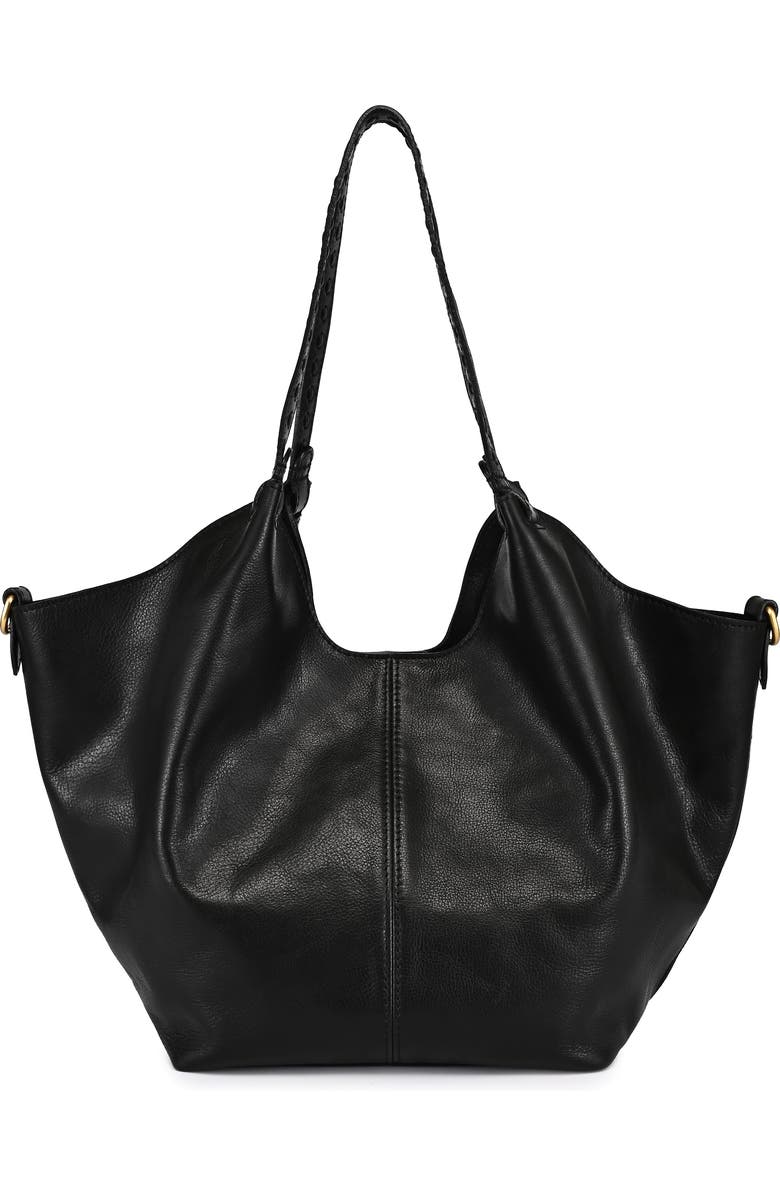 OLD TREND Magnolia Genuine Leather Handwoven Convertible Tote, Alternate, color, Black