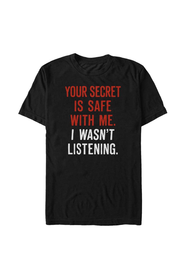 Men's Secret is Safe With Me Short Sleeve Graphic T-Shirt, Main, color, Black
