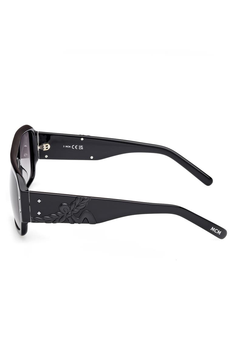 MCM 55mm Polarized Navigator Sunglasses, Alternate, color, Shiny Black / Gradient Smoke