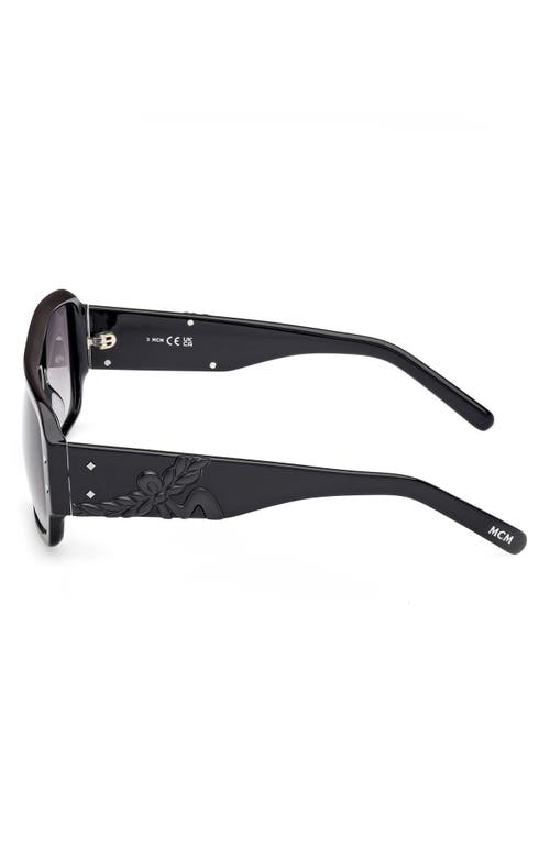 Mcm 55mm Polarized Navigator Sunglasses In Shiny Black/gradient Smoke