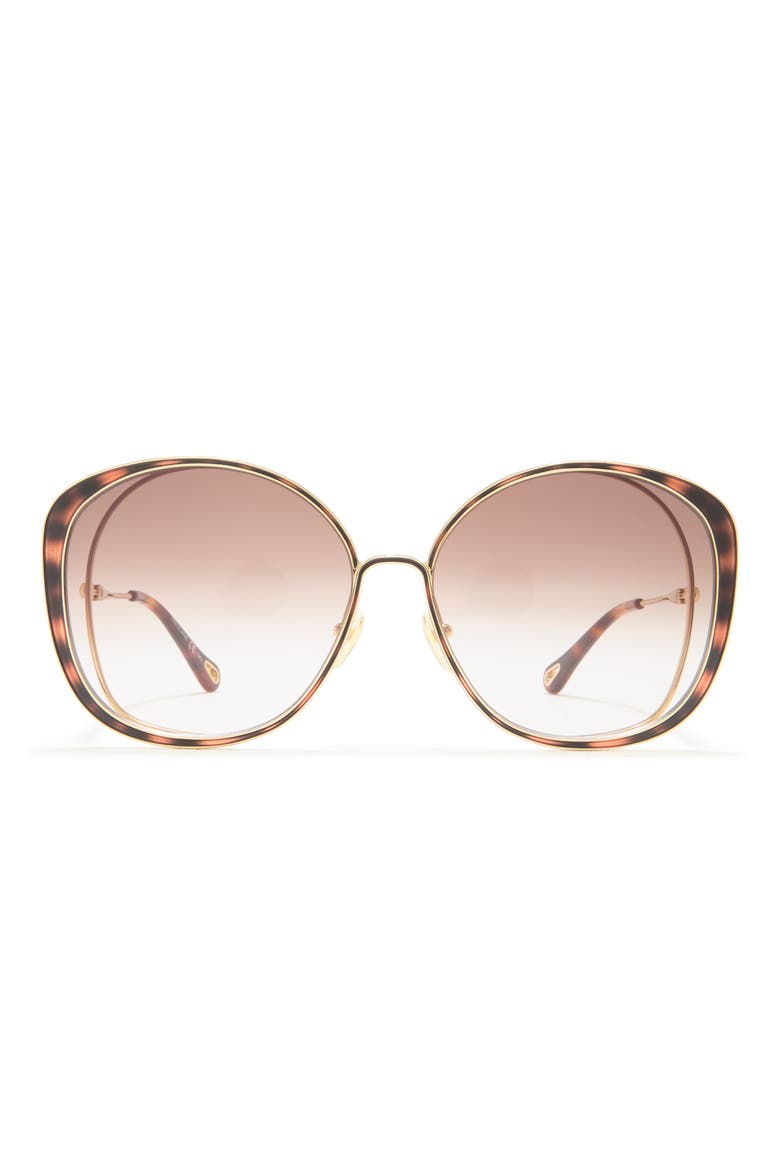 62mm Round Sunglasses, Main, color, GOLD GOLD BROWN
