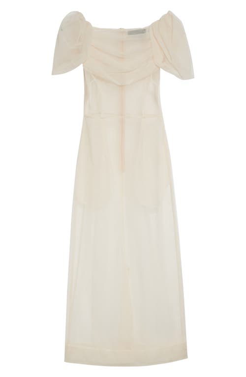 Simone Rocha Sheer Sculpted Gathered Bust Dress In White