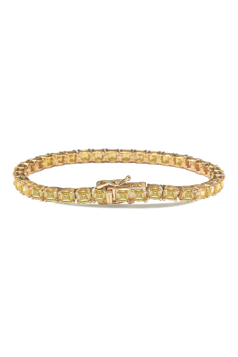 Asscher Cut Yellow Cubic Zirconia Tennis Bracelet, Alternate, color, GOLD