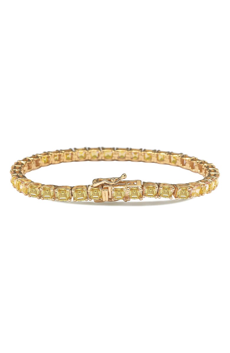 SUZY LEVIAN Asscher Cut Yellow Cubic Zirconia Tennis Bracelet, Alternate, color, Gold
