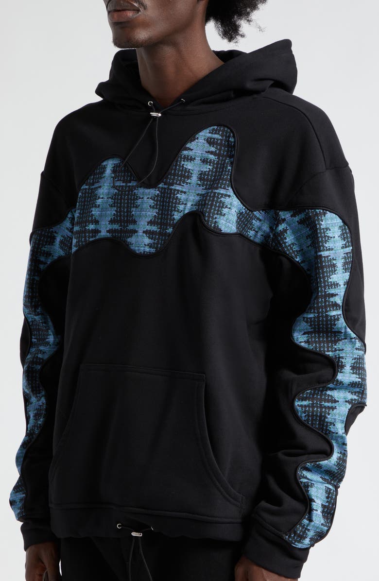 Ahluwalia 2C Wave Print Detail Cotton Blend Hoodie, Alternate, color, 