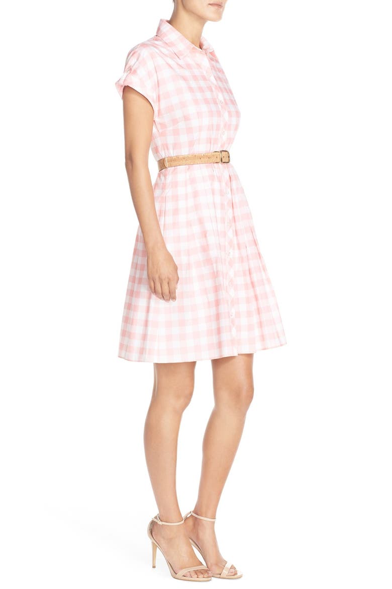 Check Cotton Poplin Shirtdress, Alternate, color, PINK/ IVORY