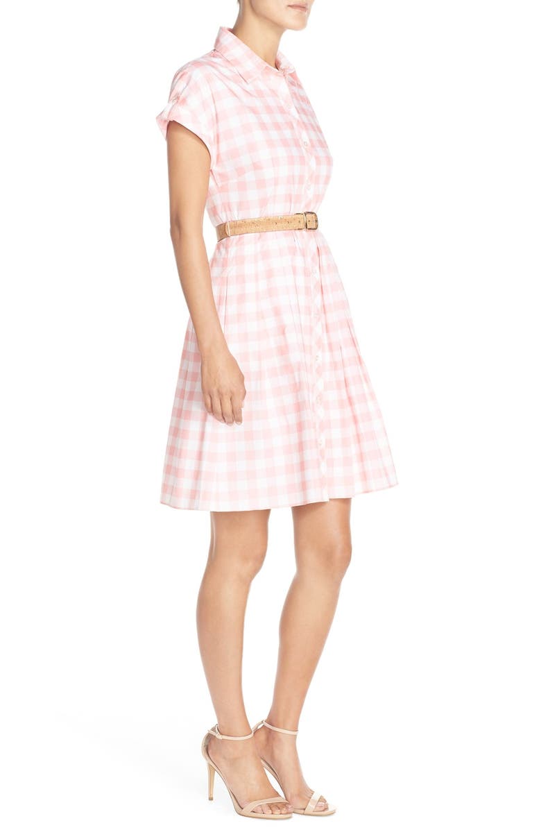 Eliza J Check Cotton Poplin Shirtdress, Alternate, color, 