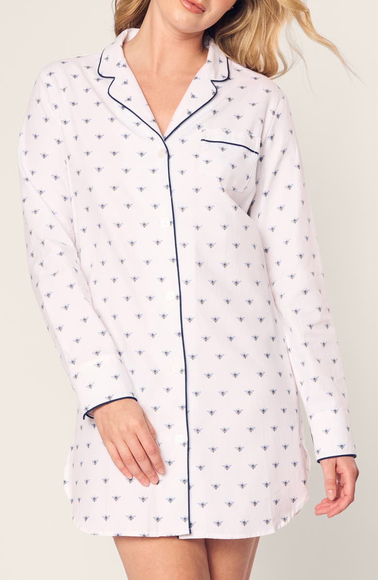 Petite Plume Cotton Twill Nightshirt, Main, color, 
