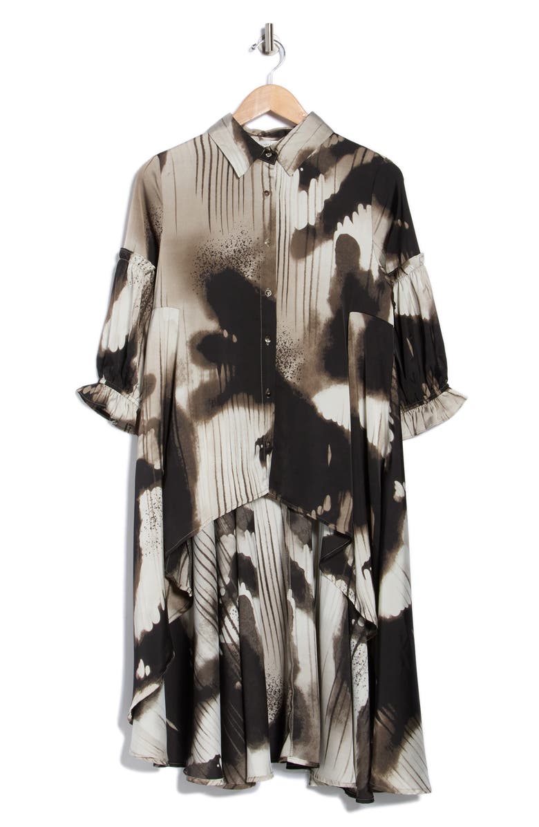 PATRIZIA LUCA Three-Quarter Sleeve High-Low Top, Alternate, color, Black