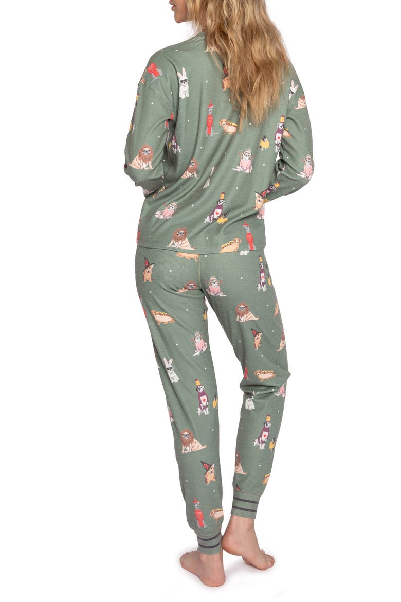 My Boo Long Sleeve Ribbed Pajamas, Alternate, color, OLIVE