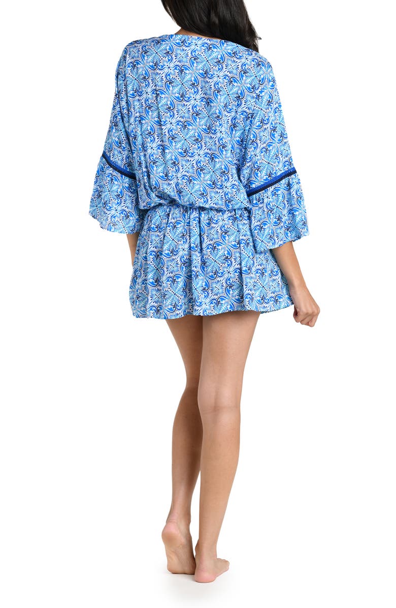 La Blanca Costa Azul Bell Sleeve Drawstring Waist Cover-Up Tunic, Alternate, color, 
