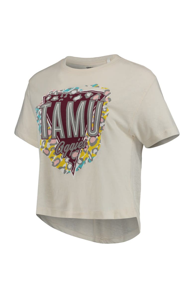 PRESSBOX Women's Pressbox Cream Texas A&M Aggies Taylor Animal Print Cropped T-Shirt, Alternate, color,