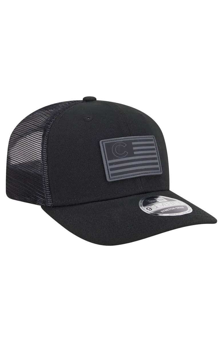 New Era Men's New Era Black Chicago Cubs Tonal Flag 9SEVENTY Stretch-Snap Hat, Alternate, color, 