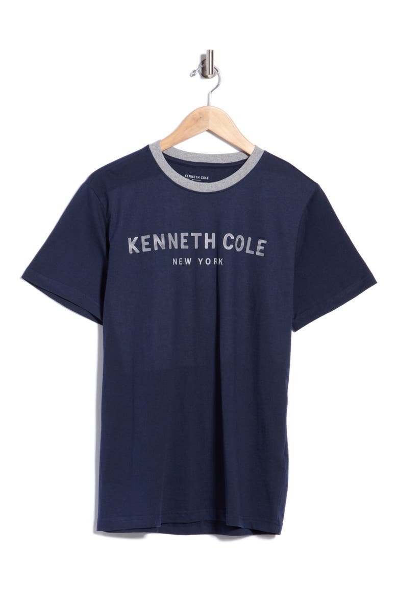 Logo Embossed Ringer Tee, Alternate, color, NAVY BLAZER
