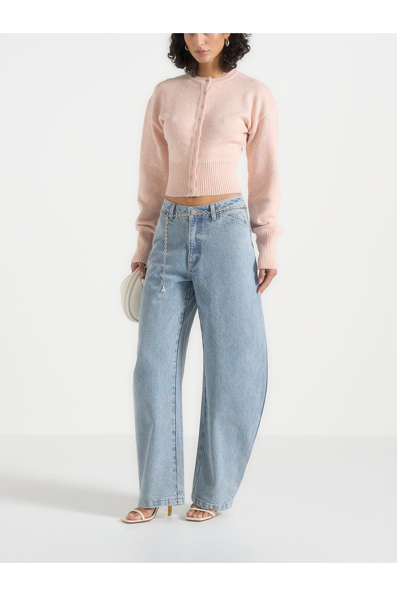 Mayla Knitted Cinch Waist Cardigan, Main, color, Baby Pink