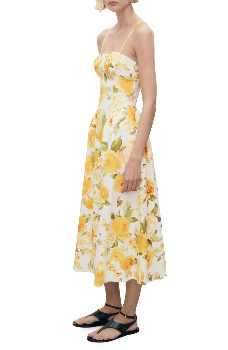 MANGO Molly Rose Print Cotton Sundress, Main, color, Yellow