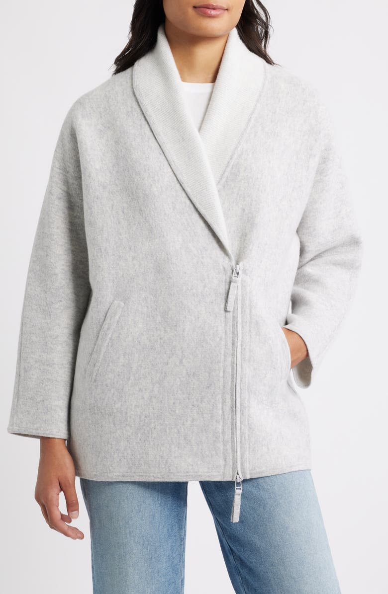 MARGARET O'LEARY Claude Wool & Cashmere Sweater Jacket, Main, color, Fog/ Mist