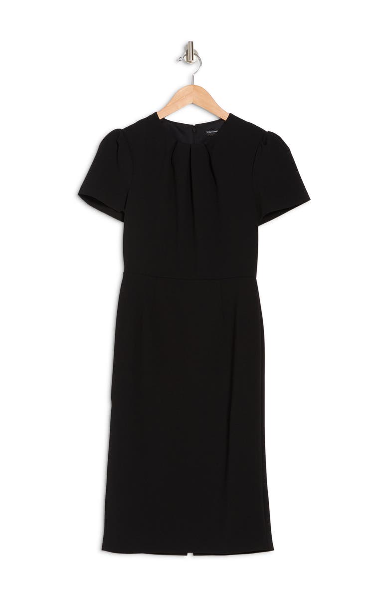 Maggy London Pleated Neck Short Sleeve Sheath Dress, Alternate, color, 