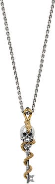 Karma and Luck Men's Onyx Snake Skull Pendant Necklace in Sterling Silver Powerful Guidance