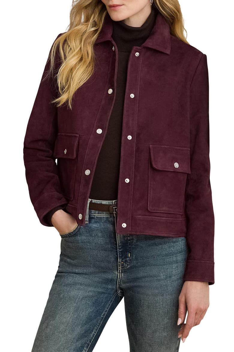 Suede Jacket, Main, color, PINOT NOIR