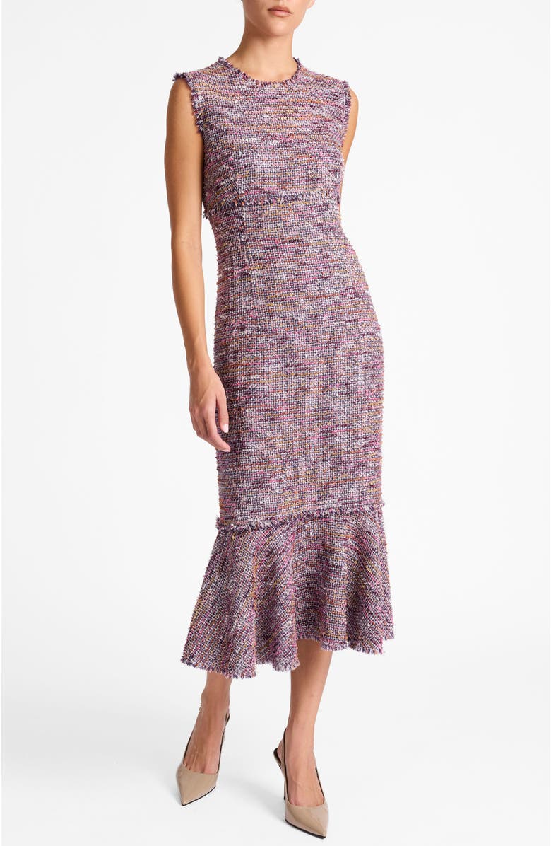 Santorelli Andi Sleeveless Tweed Midi Sheath Dress, Alternate, color, Dusty Lilac