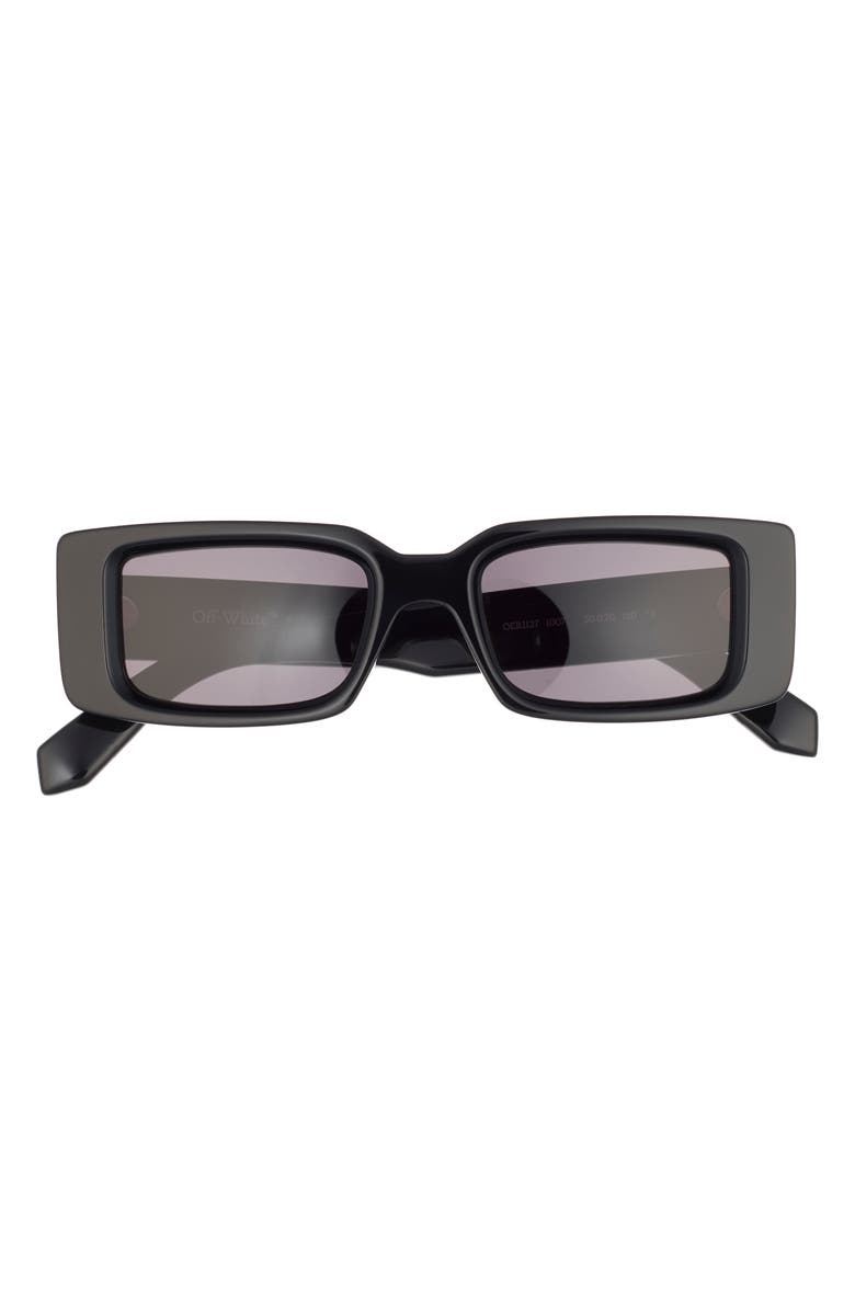 Off-White Arthur 50mm Rectangular Sunglasses, Main, color, Black Dark Grey
