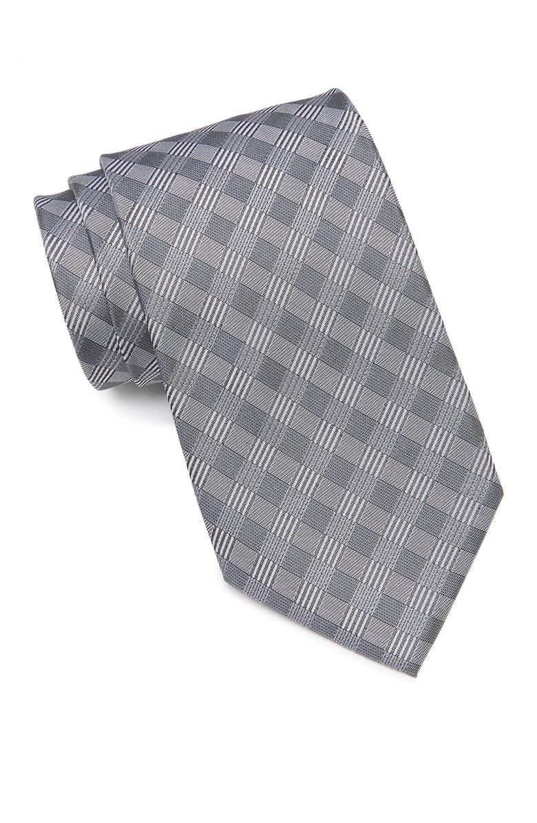 Calvin Klein Leveled Check Silk Tie, Main, color,