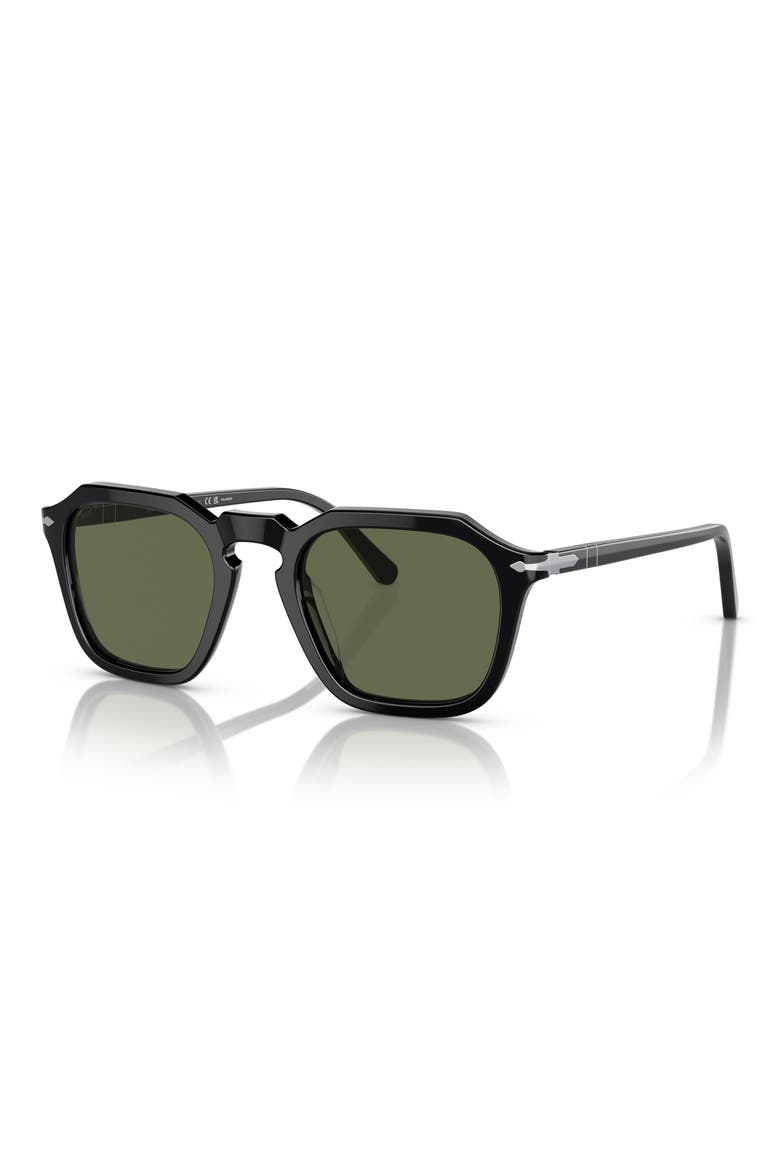 PO3292S 50mm Polarized Square Sunglasses, Alternate, color, BLACK / POLAR GREEN