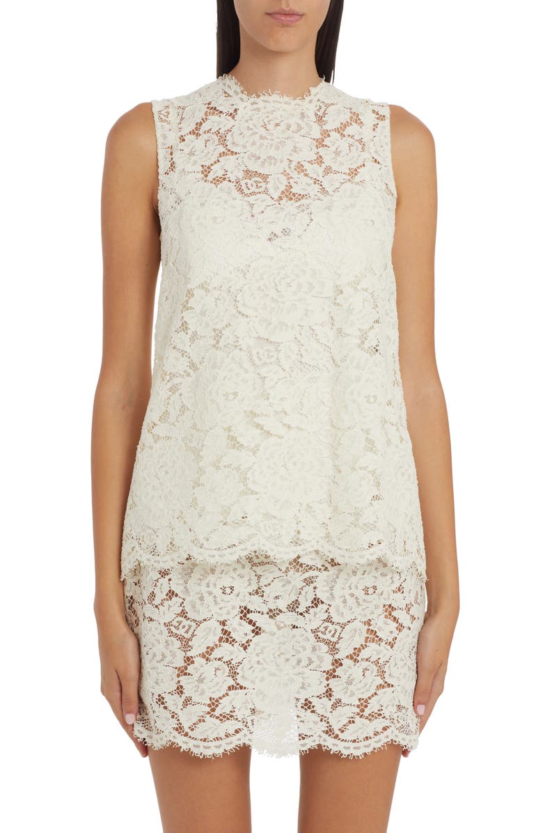 Dolce&Gabbana Branded Stretch Lace Top, Main, color,