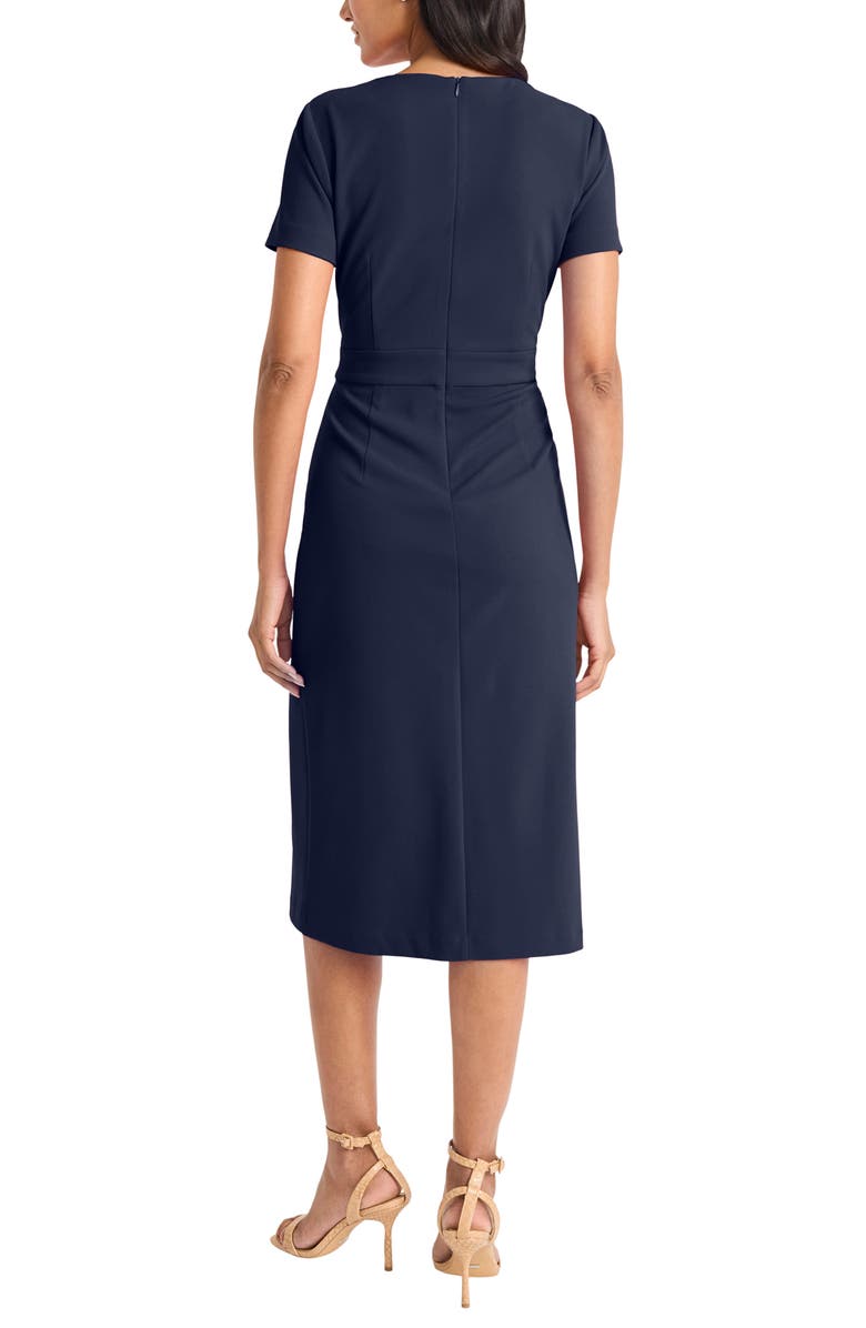 Maggy London Short Sleeve Tulip Hem Midi Dress, Alternate, color, Navy Blazer