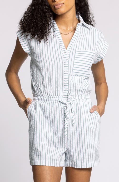 Thread & Supply Marina Stripe Cotton Romper In Blue