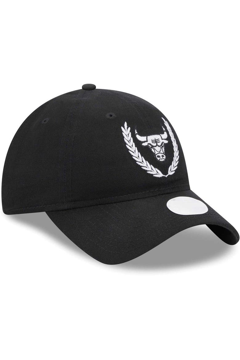 Women's New Era Black Chicago Bulls Leaves 9TWENTY Adjustable Hat, Alternate, color, Black
