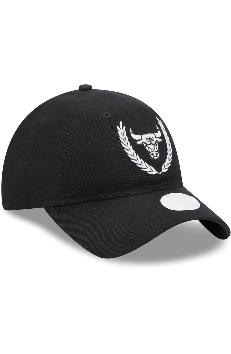 New Era Women's New Era Black Chicago Bulls Leaves 9TWENTY Adjustable Hat, Alternate, color, 