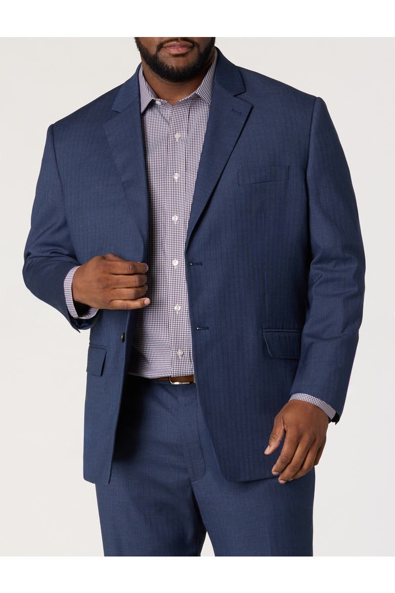 Big & Tall Jacket Relaxer Herringbone Pinstripe Suit Jacket, Alternate, color, BLUE