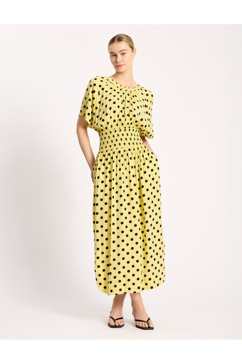 Iconic Polka Spot Shirred Waist Dress, Main, color, Yellow