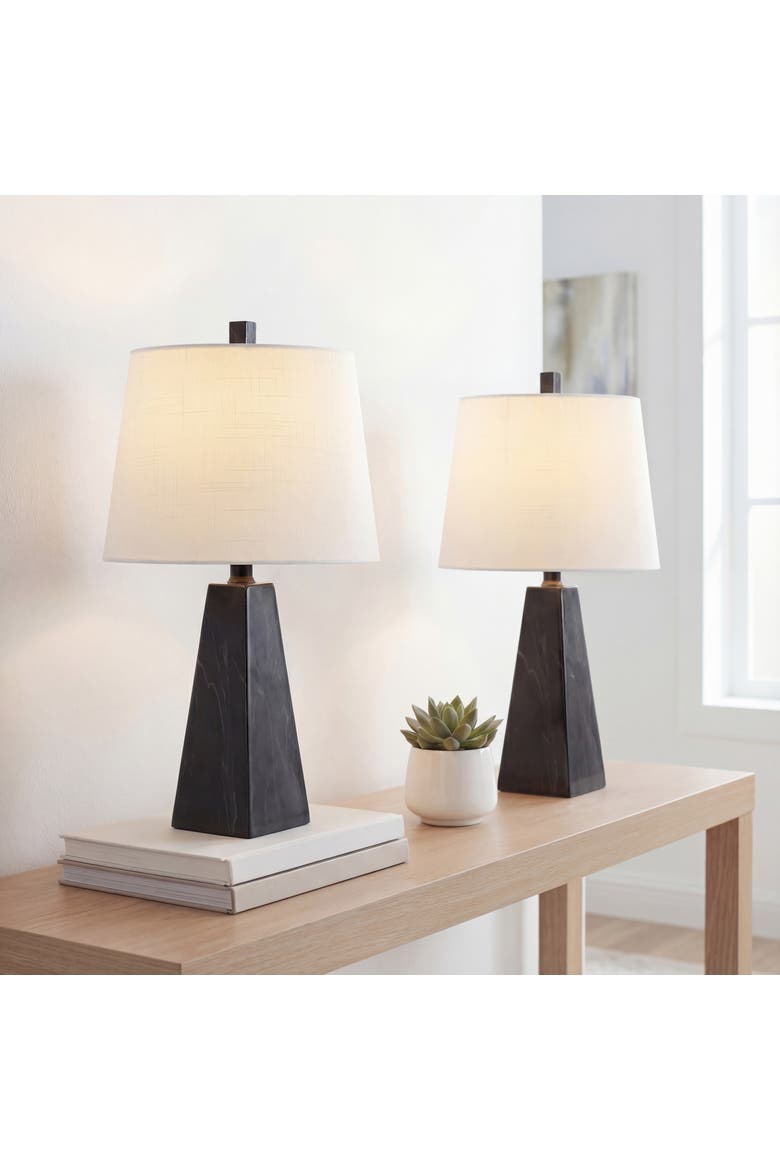 Owen Contemporary Resin LED Table Lamp, Main, color, Black Marble Finish- Set of 2