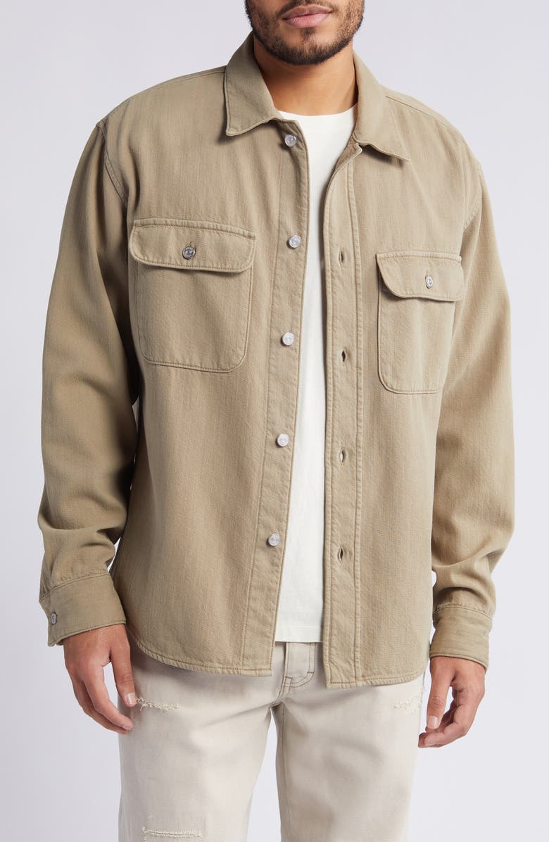 FRAME Textured Terry Overshirt, Main, color, Dark Beige