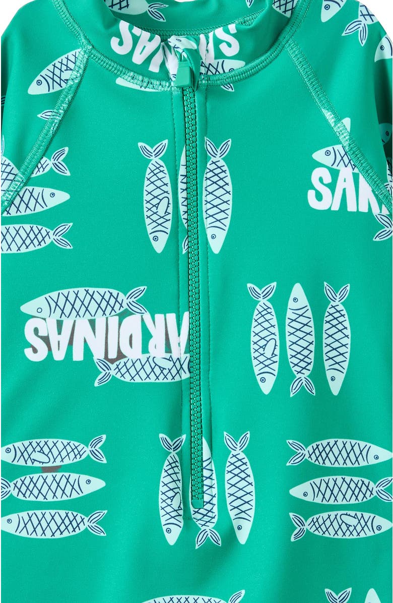 Cotton On Kids Cameron Long Sleeve Swimsuit, Alternate, color, Deep Mint Sardinas