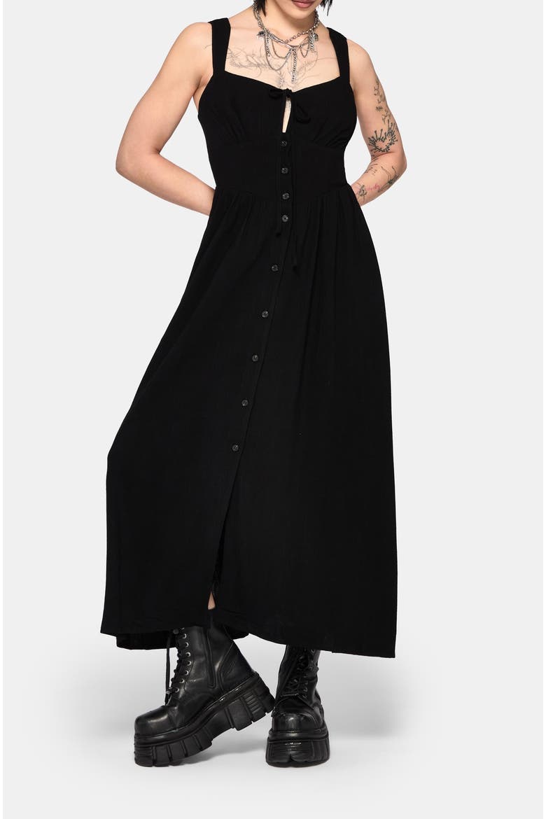Miseria Shirred Button Up Maxi Dress, Alternate, color, Black