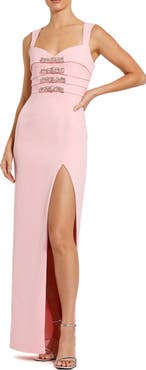 Mac Duggal Sleeveless Crepe Gown With Embellished Bows