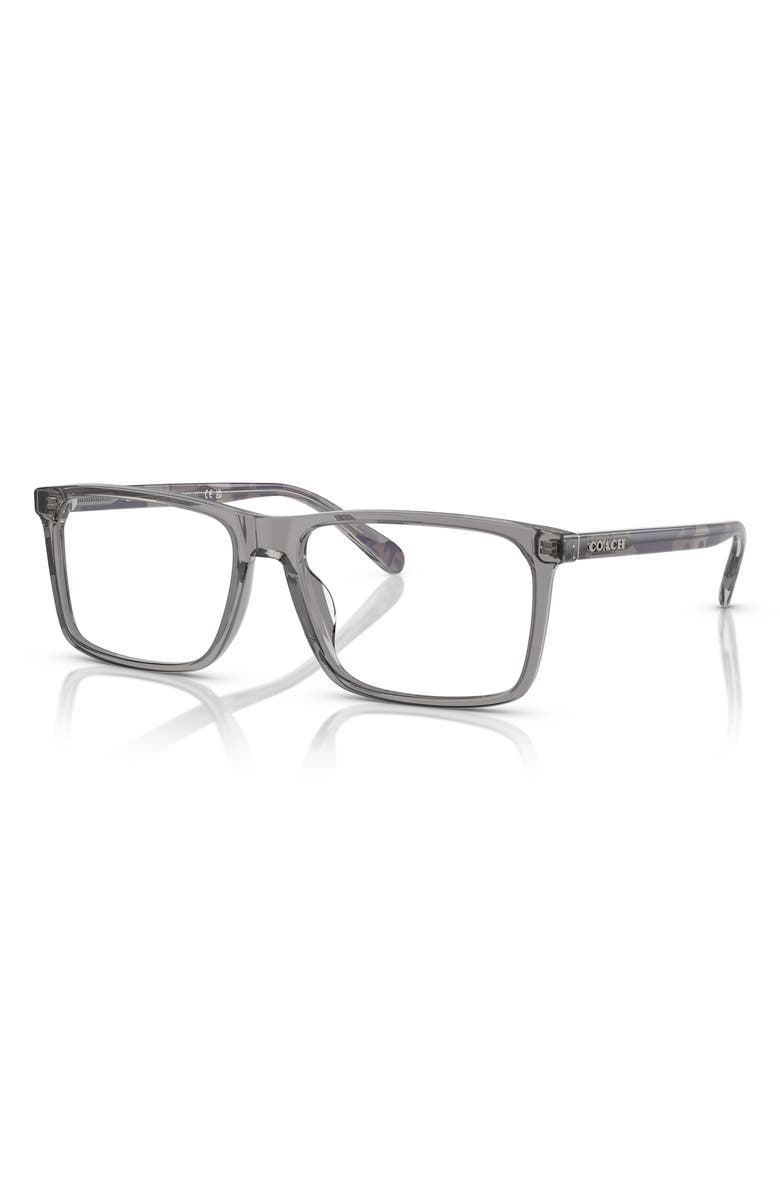 COACH 58mm Rectangle Optical Glasses, Alternate, color, Transparent Grey / Demo Lens
